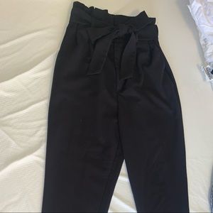 H & M black paper-bag high waisted pants